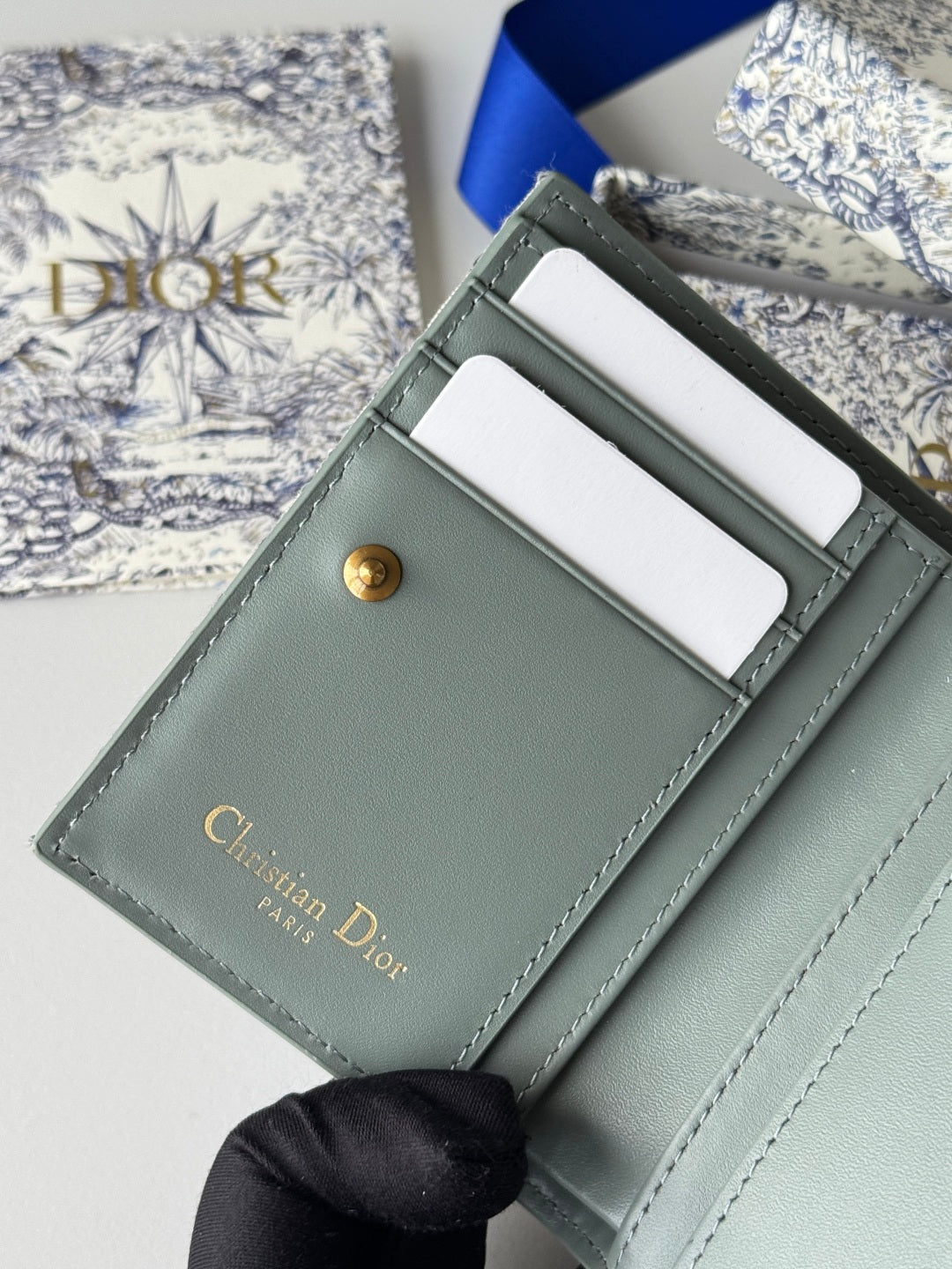 Chanel Dior 25S 30 Montaigne Dahlia Wallet 11 in Gray Dior Oblique Jacquard
