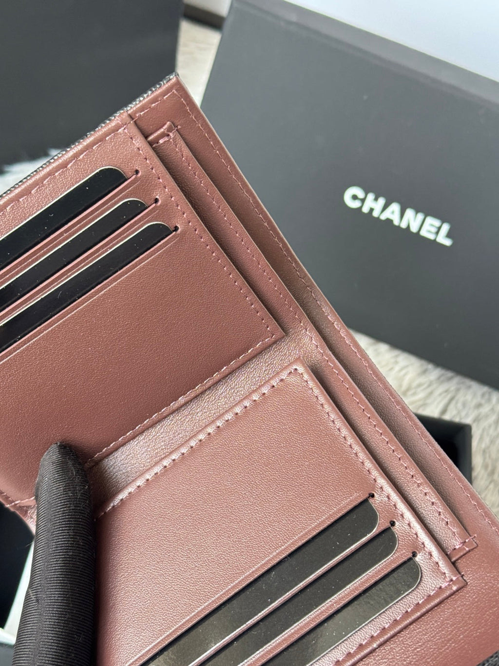 Chanel 25S Cf Small Tri Fold Wallet 11 in Black Caviar Gold Hardware