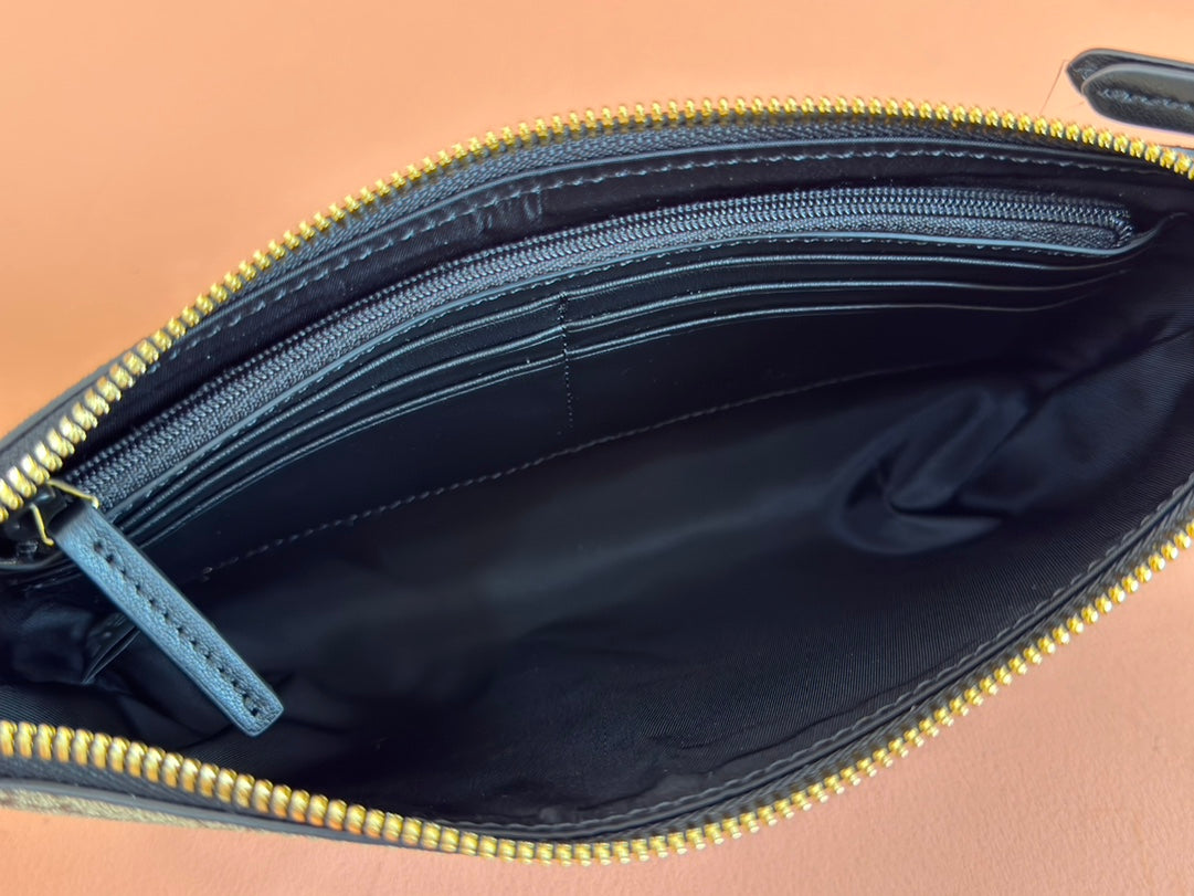 Gucci Rubber Effect Small Wallet On Chain 22.5 in Beige and Dark Brown Calfskin