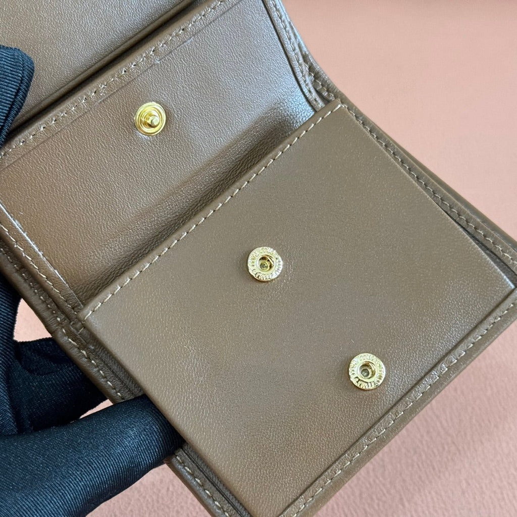 Small Matelassé Nappa Leather Wallet Caramel