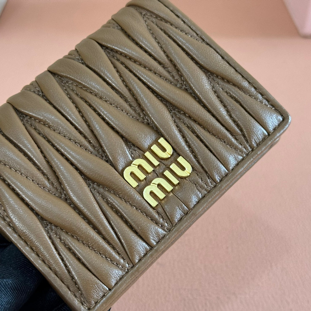 Small Matelassé Nappa Leather Wallet Caramel
