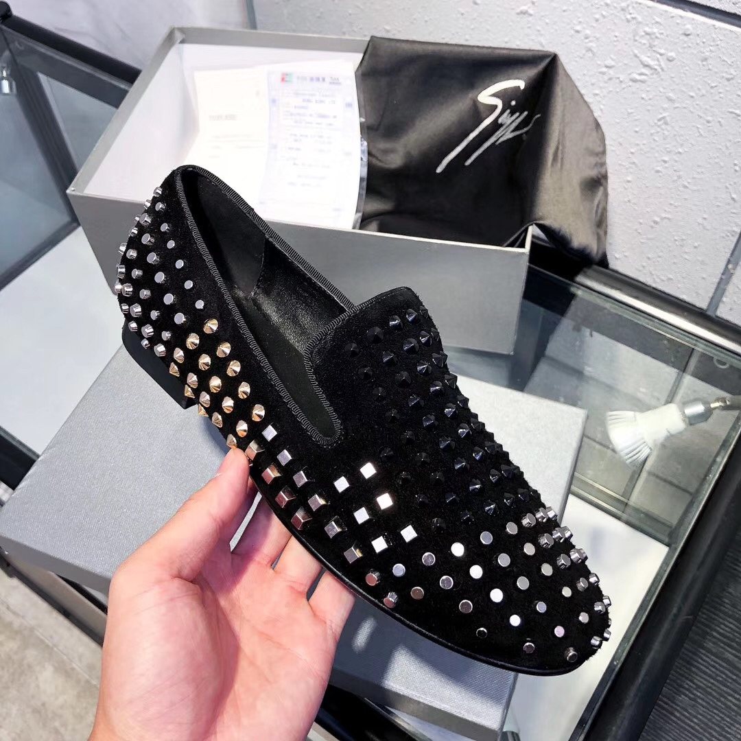 Giuseppe Zanotti Black Studded Slip-On Shoes — side