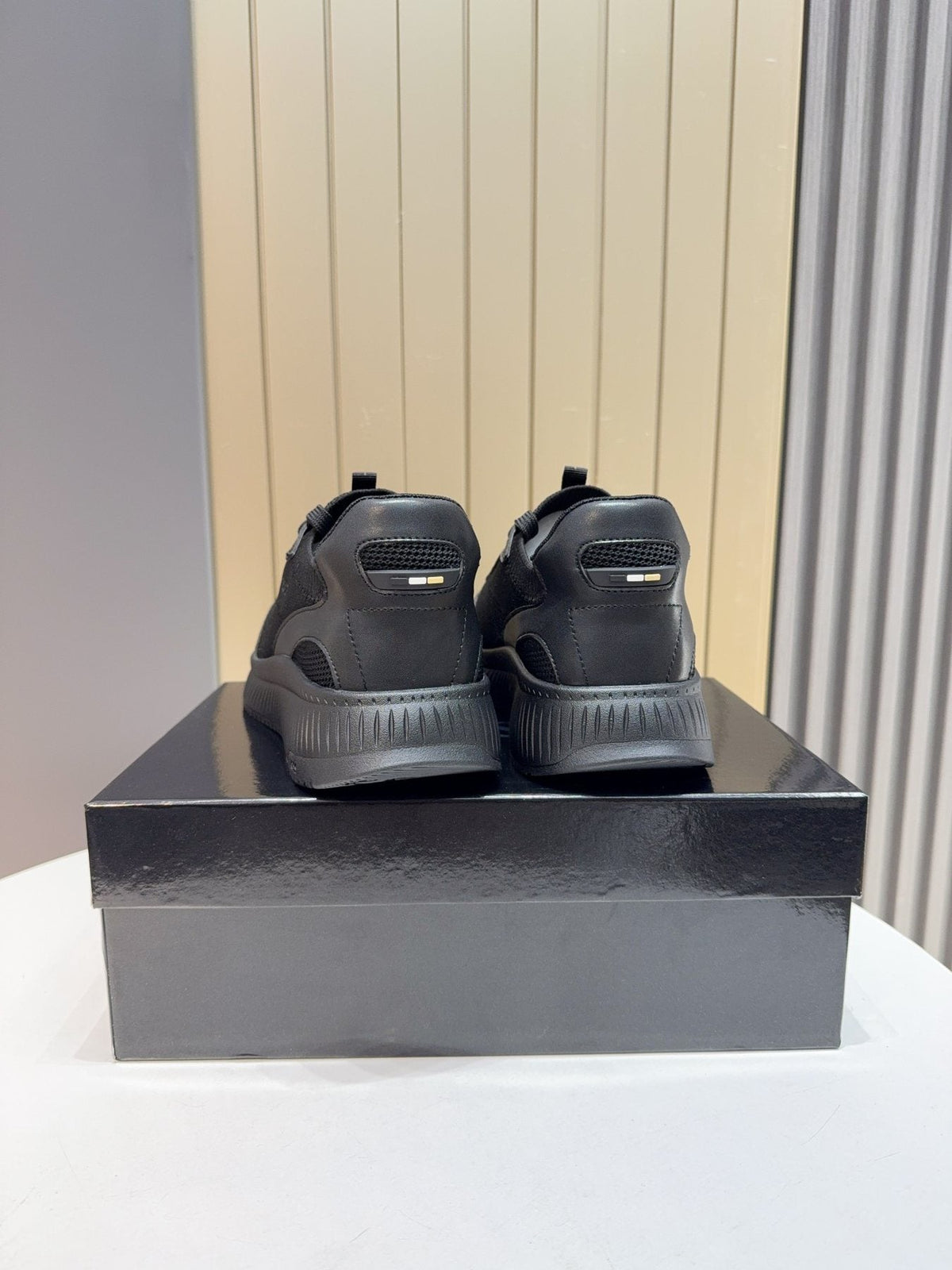 BOSS Black Mesh Running Shoes — back