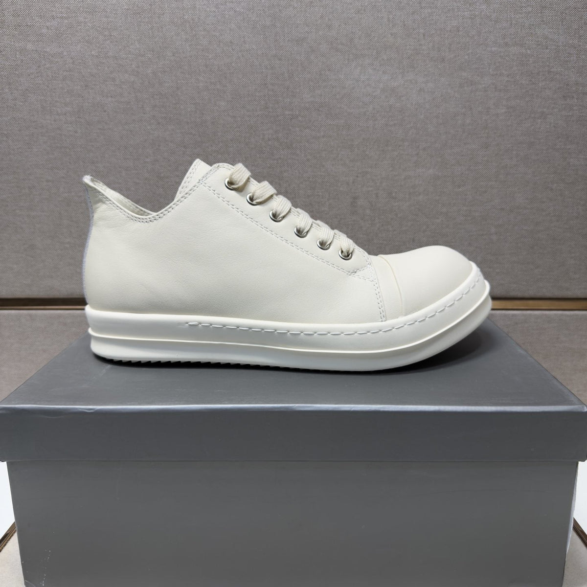 White Leather Low-Top Sneakers — side