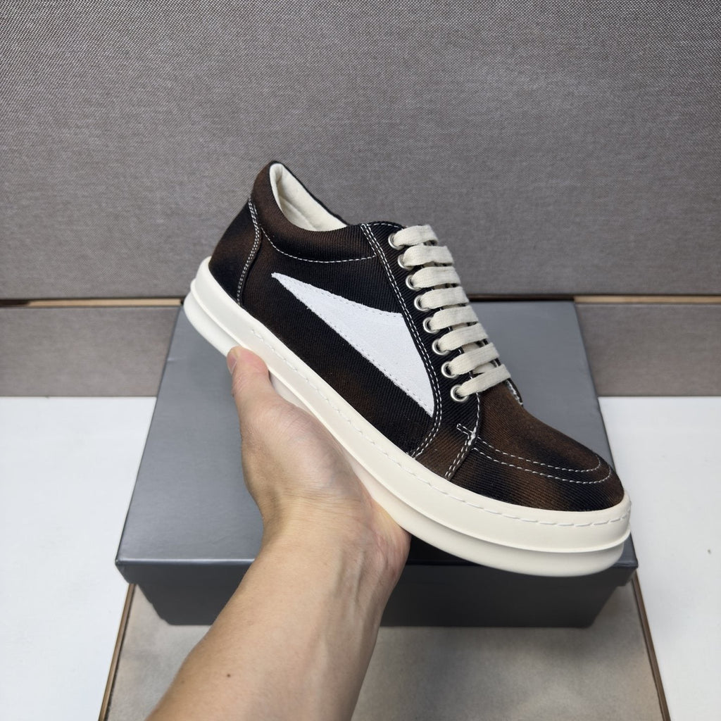 Dark Brown Panel Low-Top Sneakers — model