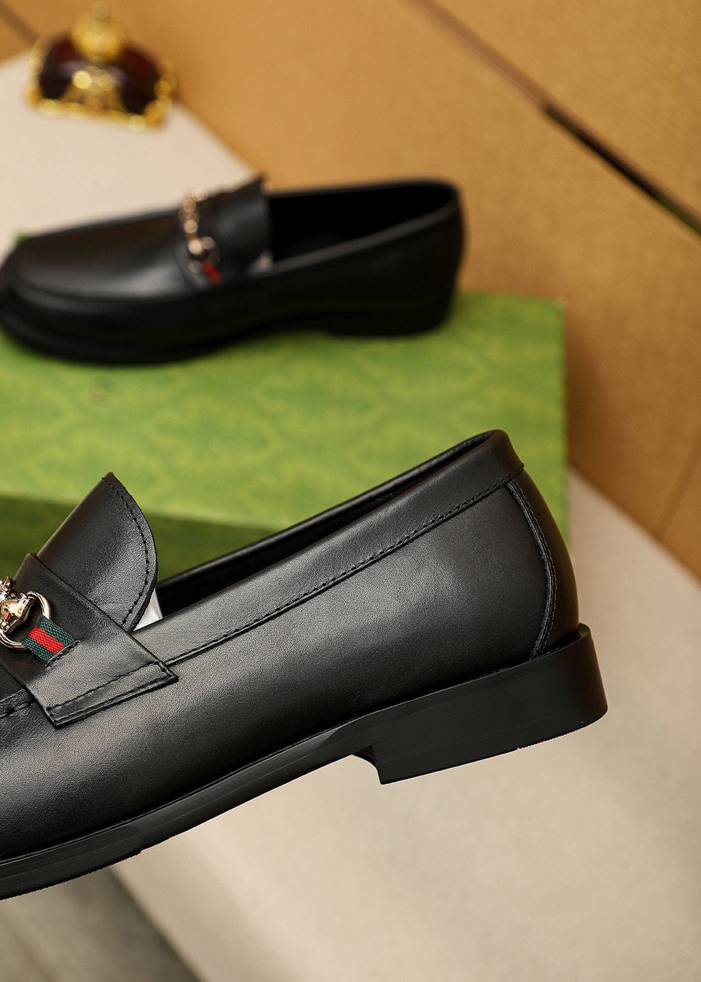 Gucci Black Web Bit Loafers — back