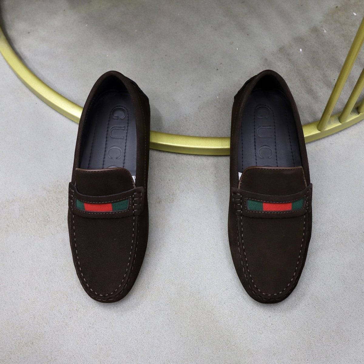 Gucci Men’s Stripe Slip-On Loafers — front