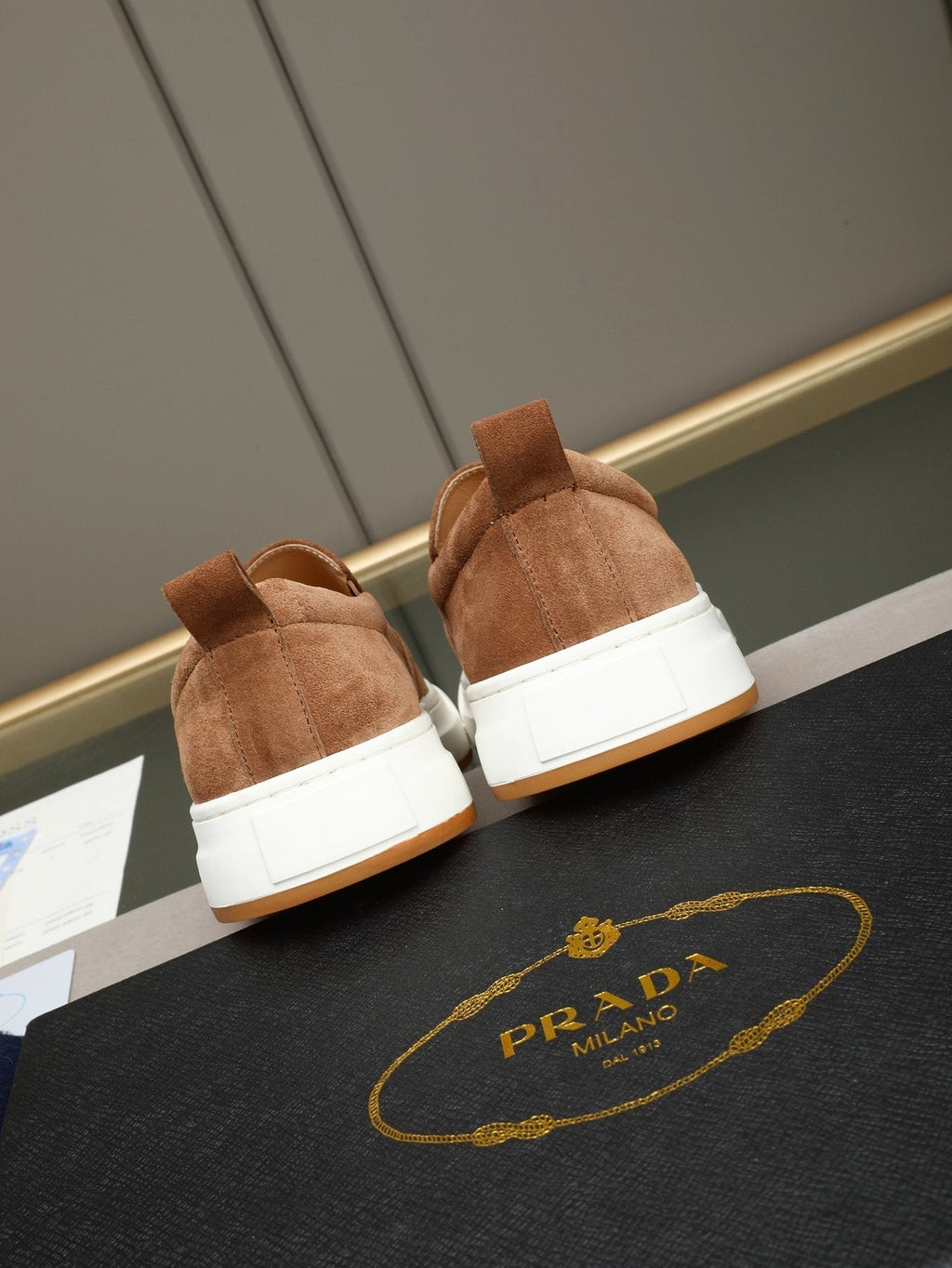 Prada Leather Slip-On Sneakers — back