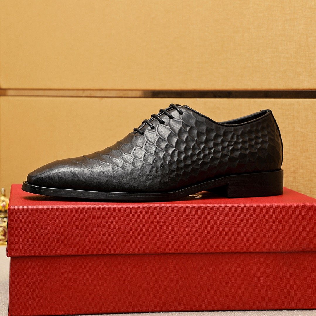 Ferragamo Textured Lace-Up Dress Shoes — side