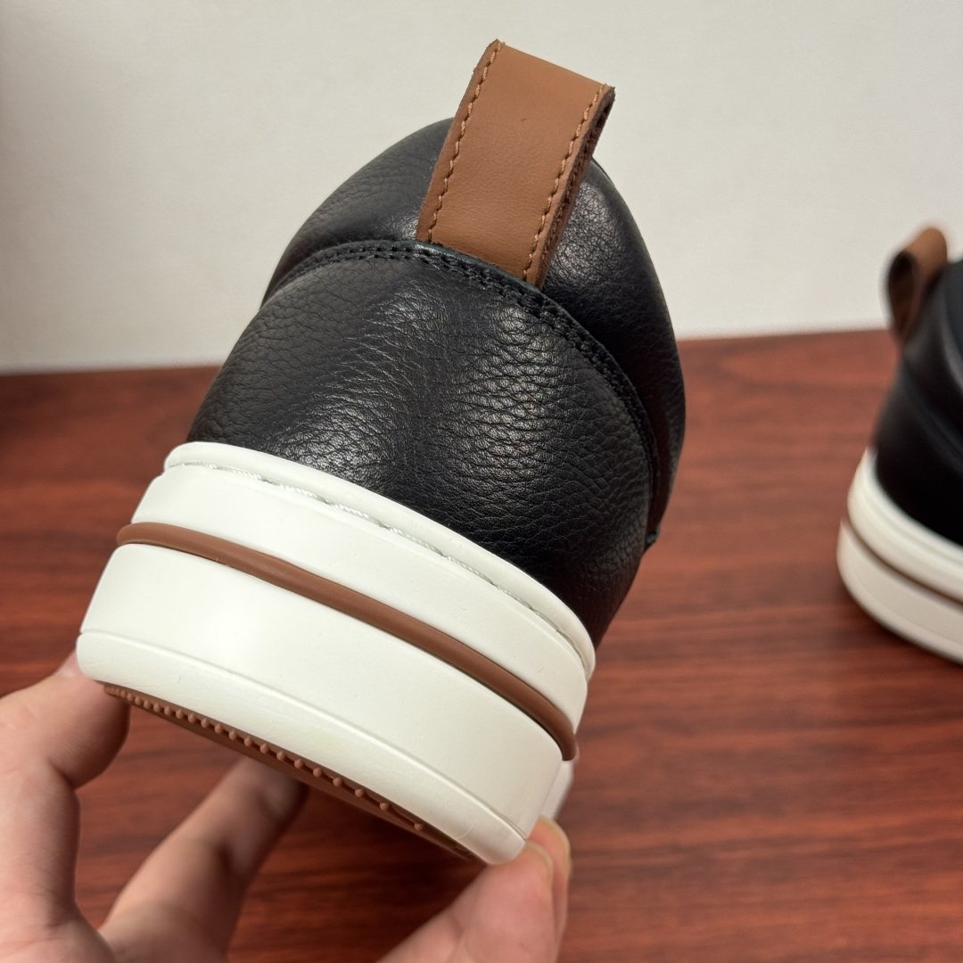 Loro Piana Textured Leather Mesh Low-Top Sneakers — detail