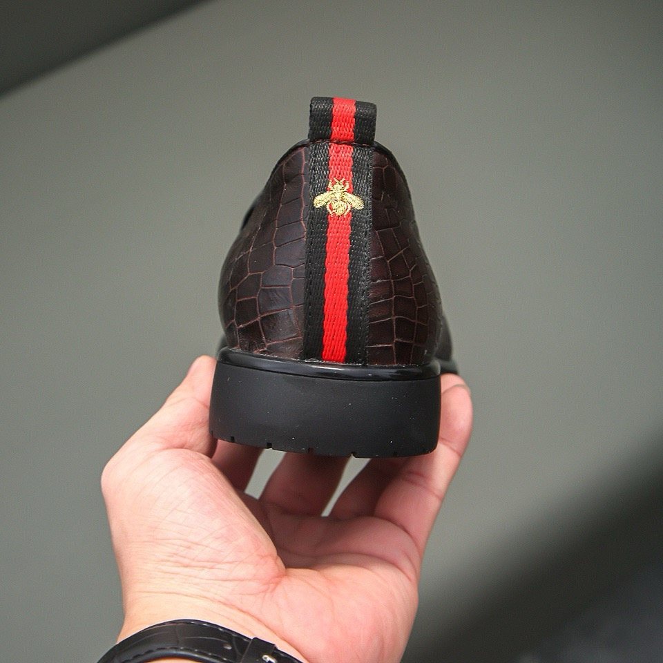 Gucci Croc-Embossed Horsebit Loafers — back
